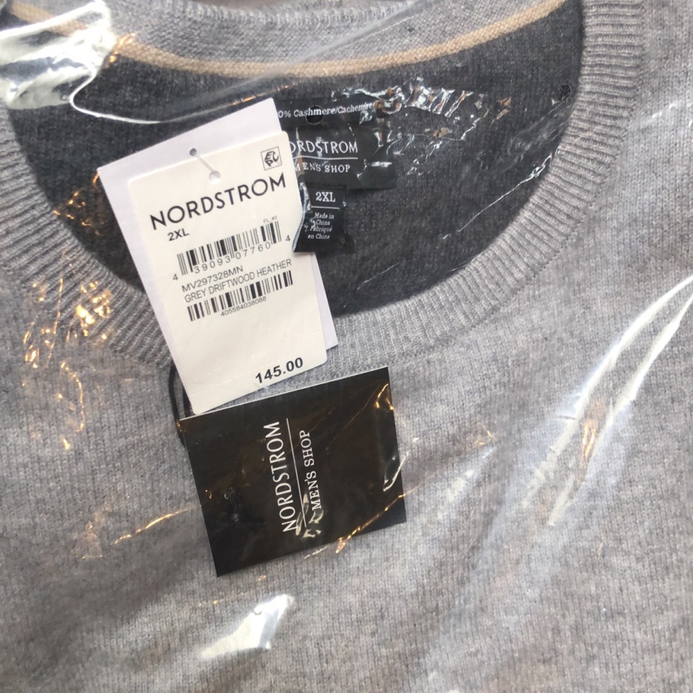 Nordstrom Cashmere Crewneck Sweater, Size 2XL - Grey - Picture 4 of 9